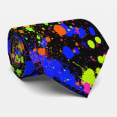 Kleurrijk Paars Groen Nep Neon Paintball   Stropdas (Opgerold)