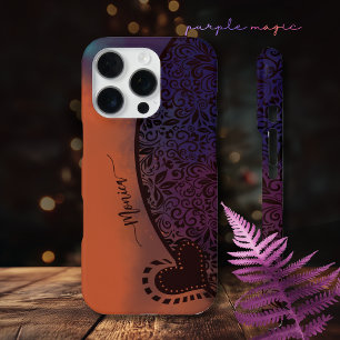 Kleurrijk Paars Oranje Modern Bloemmotief iPhone 16 Pro Hoesje