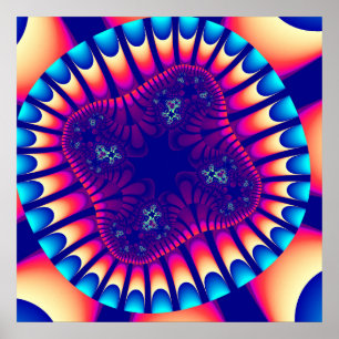 Kleurrijk Paars, roze en lichtblauw fractal Poster