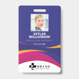 Kleurrijk Paars Vloeiend Ontwerp Medische ID & Log Badge