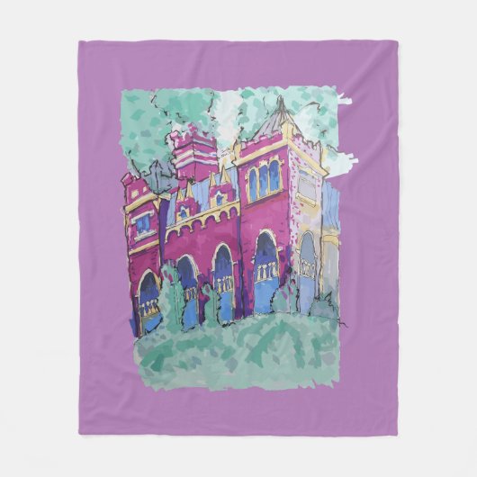 Kleurrijk Paarse kasteel in Boedapest Fleece Deken (Voorkant)