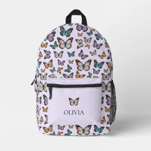 Kleurrijk Paarse Meisjesachtige Vlinders Patroon M Bedrukte Rugzak