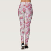  kleurrijk Paarse roze bloemmotief Leggings (Achterkant)