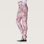  kleurrijk Paarse roze bloemmotief Leggings (Links)