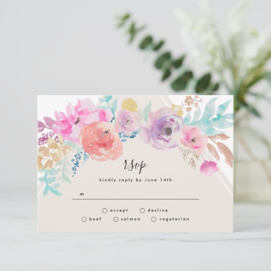 Kleurrijk paasdeeg Vloertuinhuwelijk RSVP Kaartje (Staand voorkant)