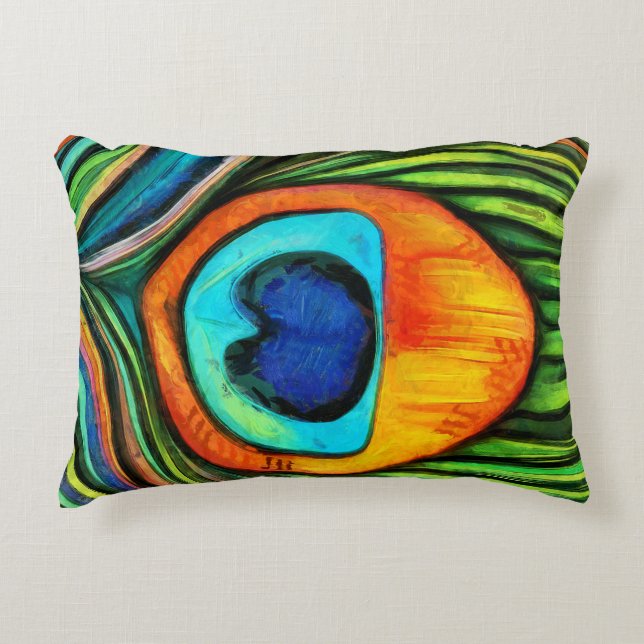 Kleurrijk pacock Firebird Feather Painting Accent Kussen (Voorkant)