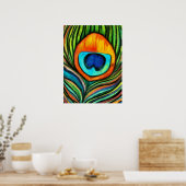 Kleurrijk pacock Firebird Feather Painting Poster (Keuken)