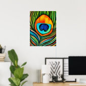 Kleurrijk pacock Firebird Feather Painting Poster (Thuiskantoor)