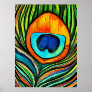 Kleurrijk pacock Firebird Feather Painting Poster