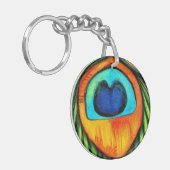 Kleurrijk pacock Firebird Feather Painting Sleutelhanger (Voorkant Links)