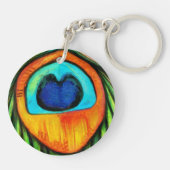 Kleurrijk pacock Firebird Feather Painting Sleutelhanger (Achterkant)
