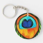 Kleurrijk pacock Firebird Feather Painting Sleutelhanger (Voorkant)