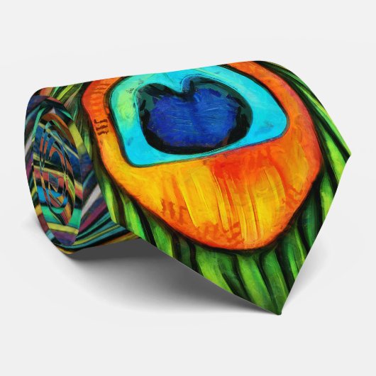 Kleurrijk pacock Firebird Feather Painting Stropdas (Opgerold)
