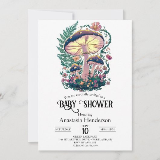 Kleurrijk paddenstoel Baby shower Kaart (Voorkant)
