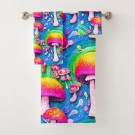 Kleurrijk paddenstoel naadloos patroon bad handdoek