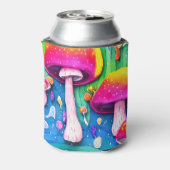 Kleurrijk paddenstoel naadloos patroon blikjeskoeler (Blikje Achterkant)