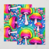 Kleurrijk paddenstoel naadloos patroon briefkaart (Voorkant / Achterkant)