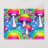 Kleurrijk paddenstoel naadloos patroon briefkaart (Achterkant)