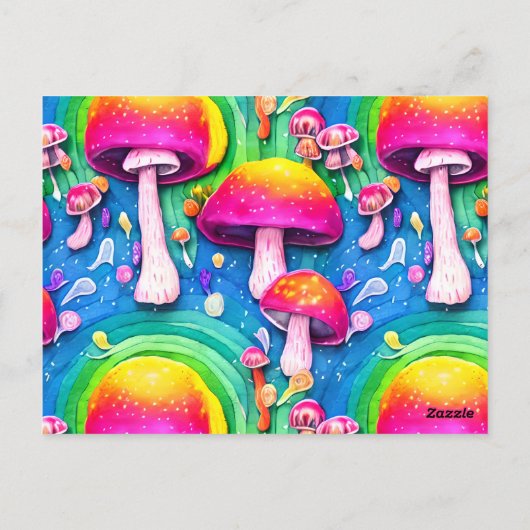 Kleurrijk paddenstoel naadloos patroon briefkaart (Achterkant)