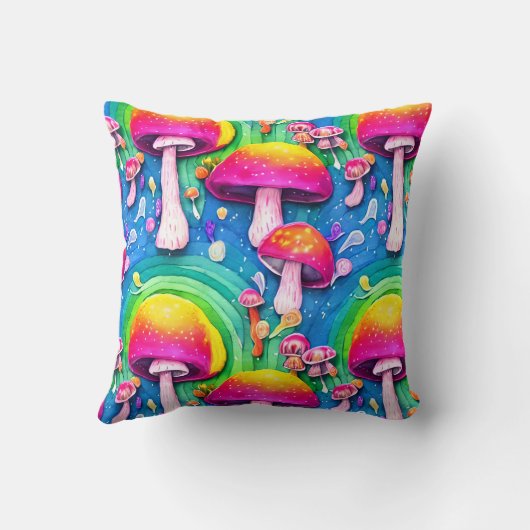 Kleurrijk paddenstoel naadloos patroon kussen (Achterkant)