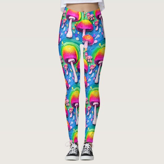 Kleurrijk paddenstoel naadloos patroon leggings (Voorkant)