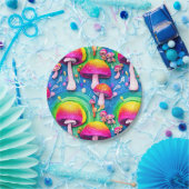 Kleurrijk paddenstoel naadloos patroon papieren bordje (Feest)