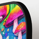 Kleurrijk paddenstoel naadloos patroon pickleball paddle (Links Detail)