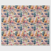 Kleurrijk Paddenstoelbos I Sprookje Kinder Cadeaupapier (Vlak)