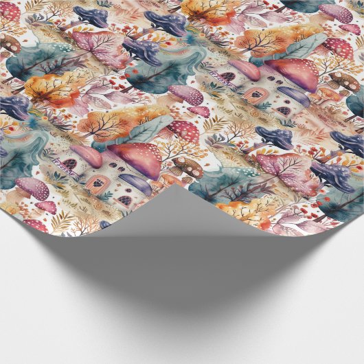 Kleurrijk Paddenstoelbos I Sprookje Kinder Cadeaupapier (Hoek)