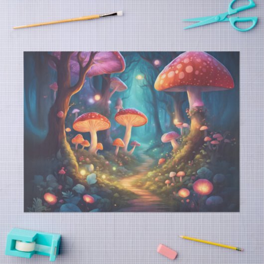 kleurrijk paddenstoelenbos tissuepapier (Craft)