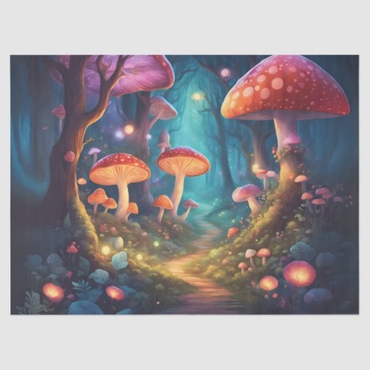 kleurrijk paddenstoelenbos tissuepapier (Voorkant)