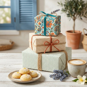 Kleurrijk paisley bloemmotief inpakpapier vel