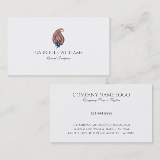 Kleurrijk Paisley element minimalistisch ontwerp Visitekaartje (Voorkant / Achterkant)