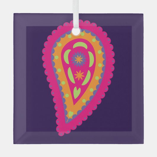 Kleurrijk Paisley Glas Ornament (Voorkant)