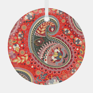 Kleurrijk Paisley Indisch Naadloos Patroon Glas Ornament