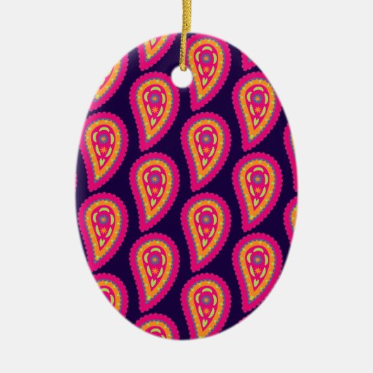 Kleurrijk Paisley Keramisch Ornament (Voorkant)