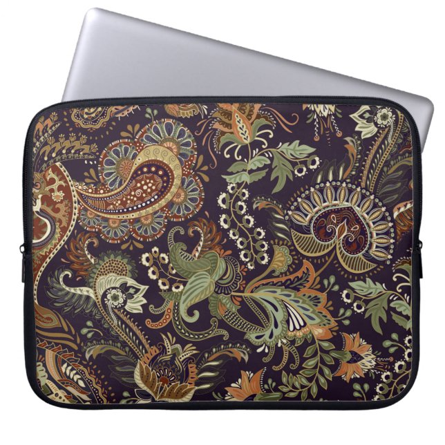 Kleurrijk Paisley-patroon. Etnische  achtergrond Laptop Sleeve (Voorkant)