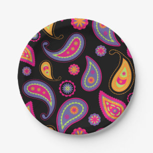 Kleurrijk paisley patroon papieren bordje