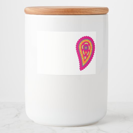 Kleurrijk Paisley Voedselcontainer Etiket (Voorkant)