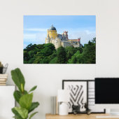 Kleurrijk paleis van het Pena-landschap uitzicht i Poster (Thuiskantoor)