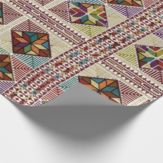 Kleurrijk Palestijns Tatreez print inpakpapier (Hoek)