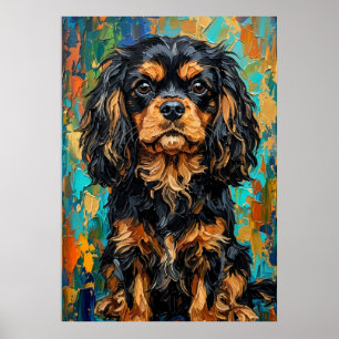 Kleurrijk palet Cavalier King Charles Spaniel Kn Poster