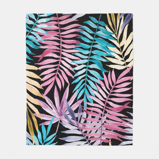 Kleurrijk palmblad fleece deken (Voorkant)