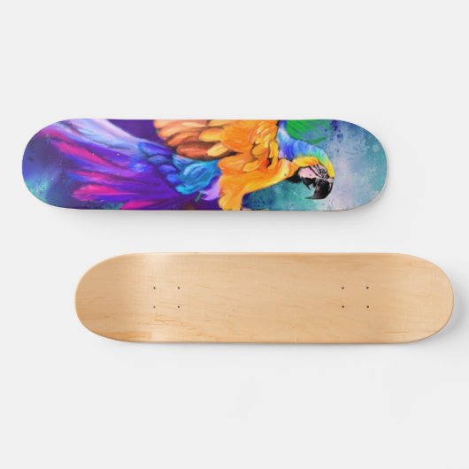 Kleurrijk papegaaiskateboard - Schilderen Persoonlijk Skateboard (Horizontaal)