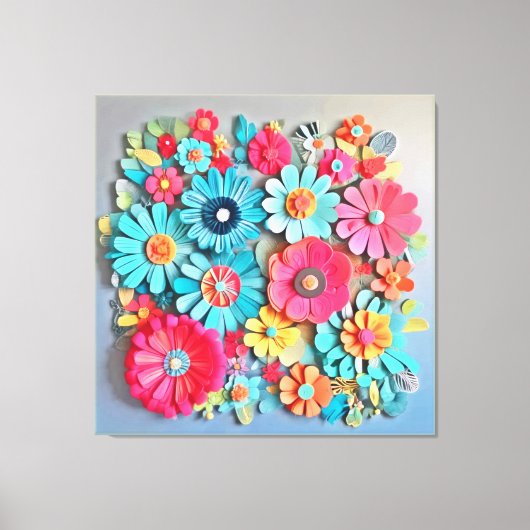 Kleurrijk papier bloemkunst canvas afdruk (Voorkant)