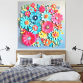 Kleurrijk papier bloemkunst canvas afdruk (Insitu (Slaapkamer))