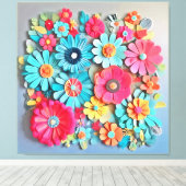 Kleurrijk papier bloemkunst canvas afdruk (Insitu (Houten vloer))