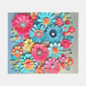 Kleurrijk papier bloemkunst fleece deken (Voorkant (Horizontaal))