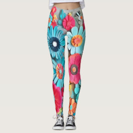 Kleurrijk papier bloemkunst leggings