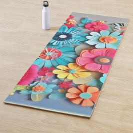 Kleurrijk papier bloemkunst yogamat